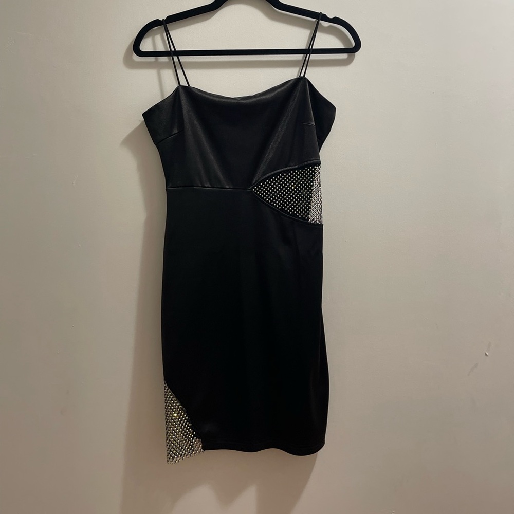 Windsor Shimmering Black Satin Dress